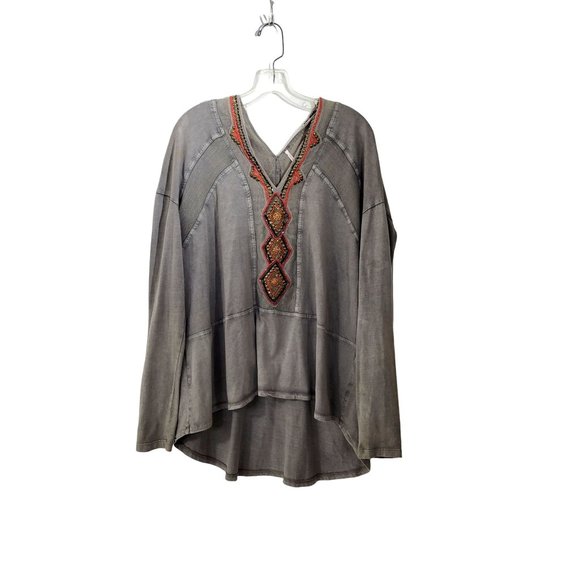 Free People Beaded Cotton jersey Long Sleeve Tunic Top - Picture 6 of 6
